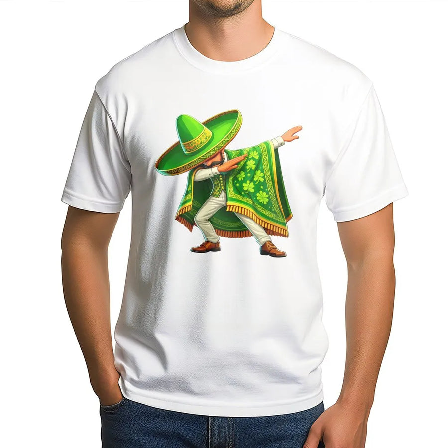 St. Patrick's Day Dabbing Mexican T-Shirt | Funny Sombrero Shamrock Poncho Graphic | Premium Soft Cotton | Irish-Mexican Heritage Gift For Him & Her