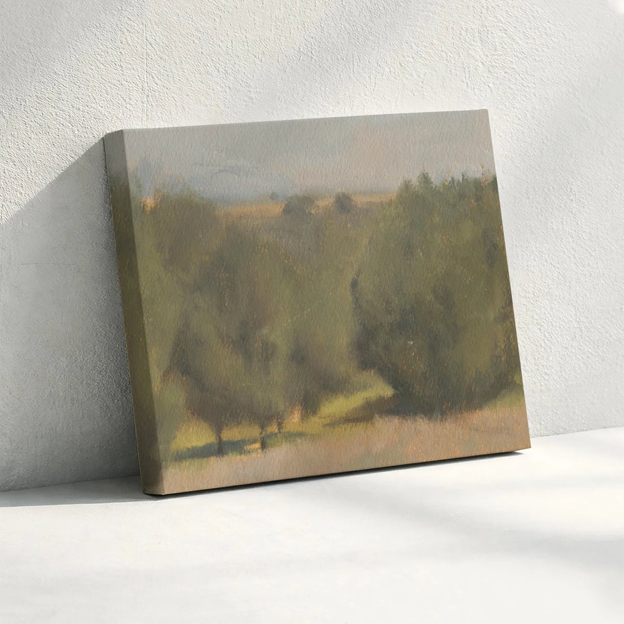 Impressionist Landscape Canvas Art | Muted Olive Grove Painting Print | Premium Gallery Wrapped Wall Decor | Modern Farmhouse Living Room Gift