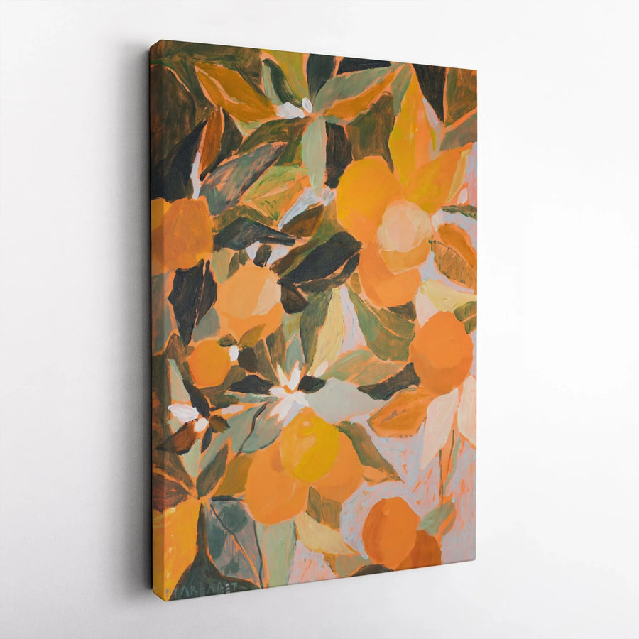 Abstract Orange Tree Canvas Wall Art | Painterly Botanical Print | Premium Frameless Design | Modern Kitchen Decor Gift