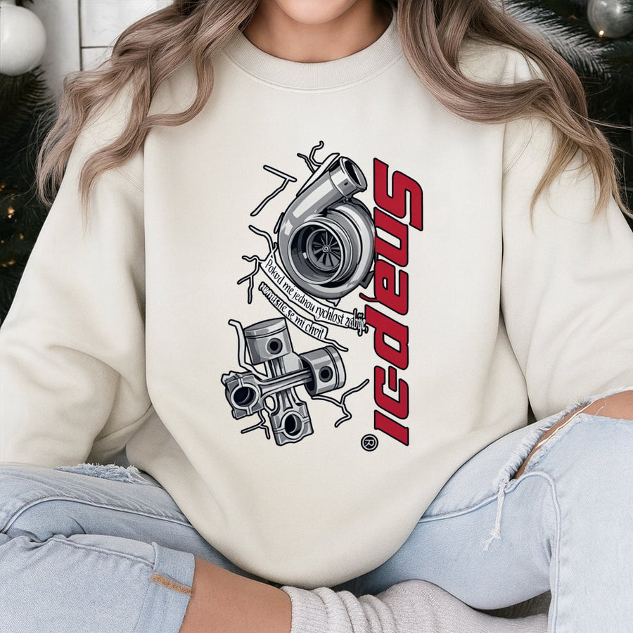 Turbocharged Car Engine Sweatshirt | Automotive Piston Graphic | Premium Cotton-Poly Blend | Gift for Car Enthusiast & Gearhead