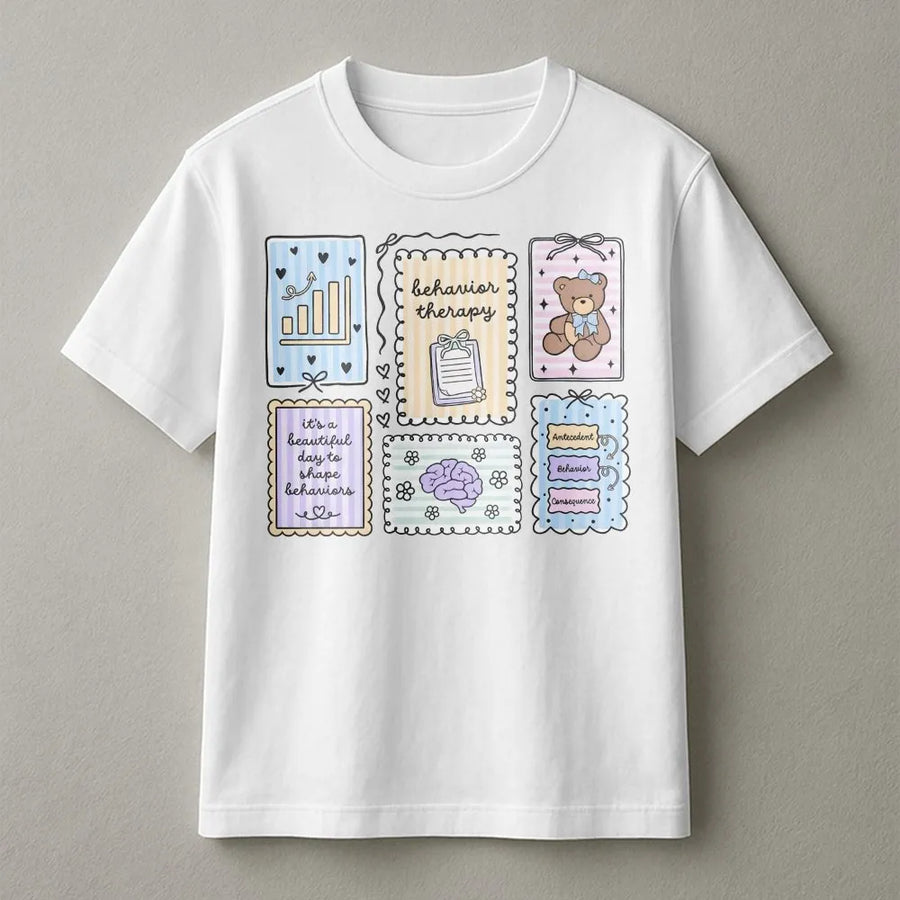 Behavior Therapy T-Shirt | Cute ABA Therapy Graphic Tee | Premium Cotton RBT Gift | For BCBA Behavior Analyst & Special Education Teachers