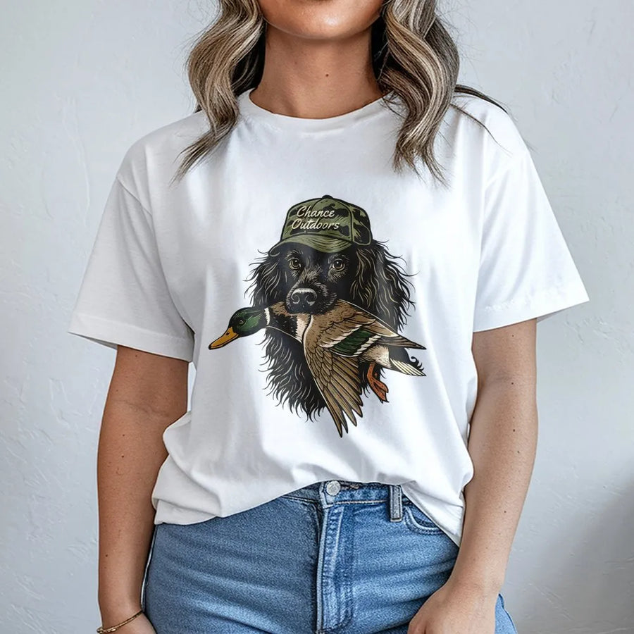Hunting Dog Duck T-Shirt | Mallard Retriever Graphic Tee | Premium Cotton Wildlife Apparel | Outdoor Gift For Waterfowl Hunter