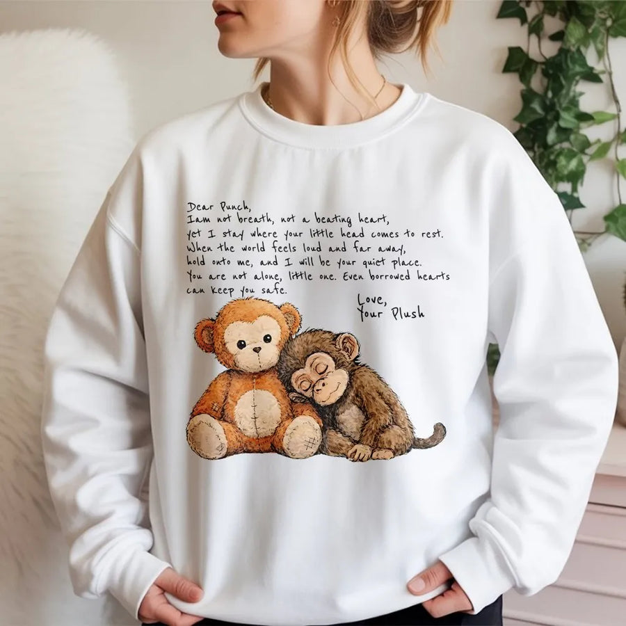 Emotional Support Monkey Sweatshirt | Borrowed Hearts Poem Aesthetic | Premium Cotton Blend Crewneck | Mental Health Awareness Gift for Her