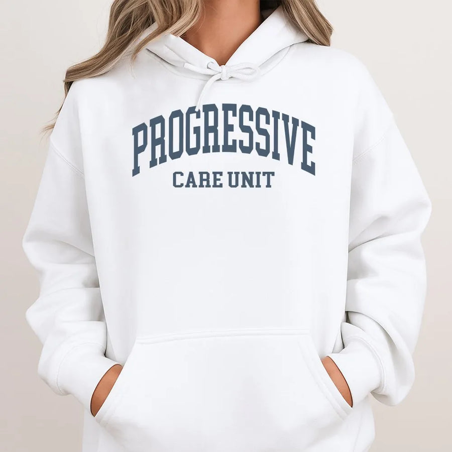 Progressive Care Unit PCU Nurse Hoodie | Collegiate Style Crewneck | Cozy Cotton Blend | Gift for Step Down Unit Nurse and RN