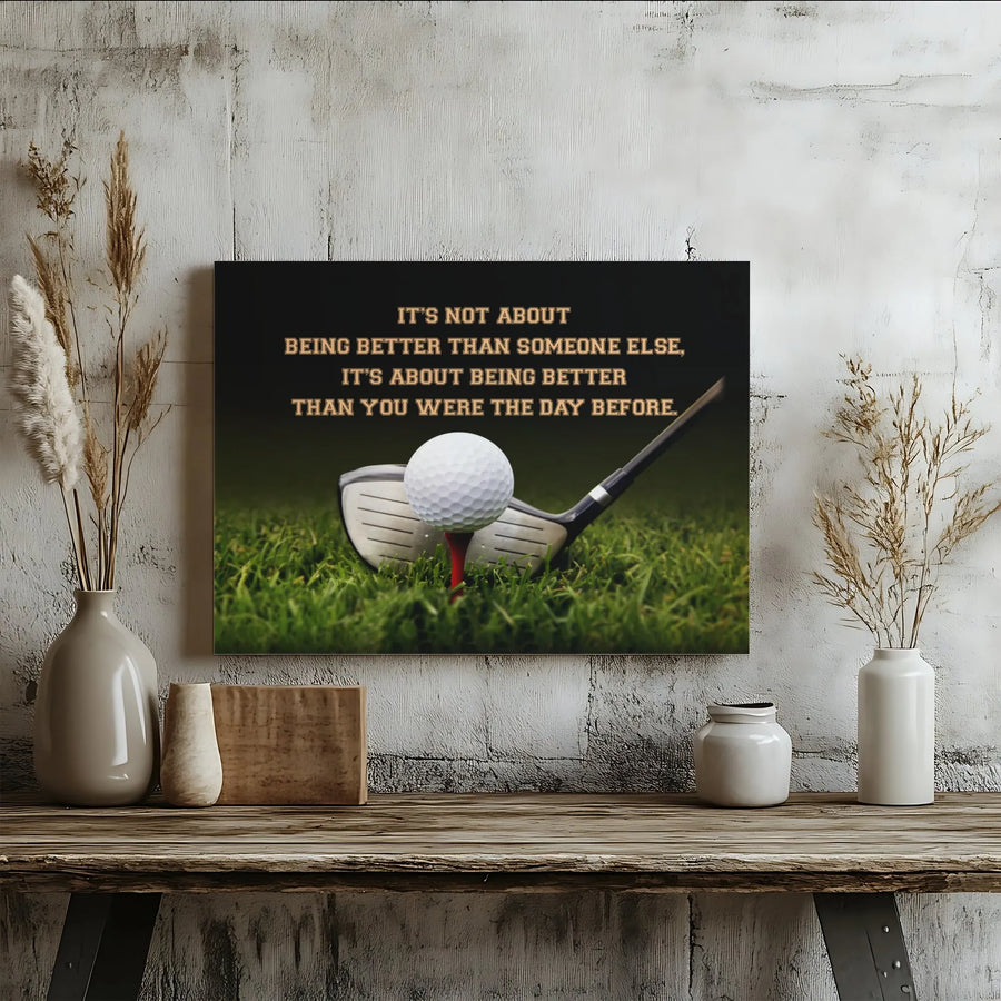 Golf Motivational Canvas Art | Inspirational Sports Quote Wall Decor | Premium 1.25" Thick Gallery Wrap | Perfect Golf Lover Gift Idea