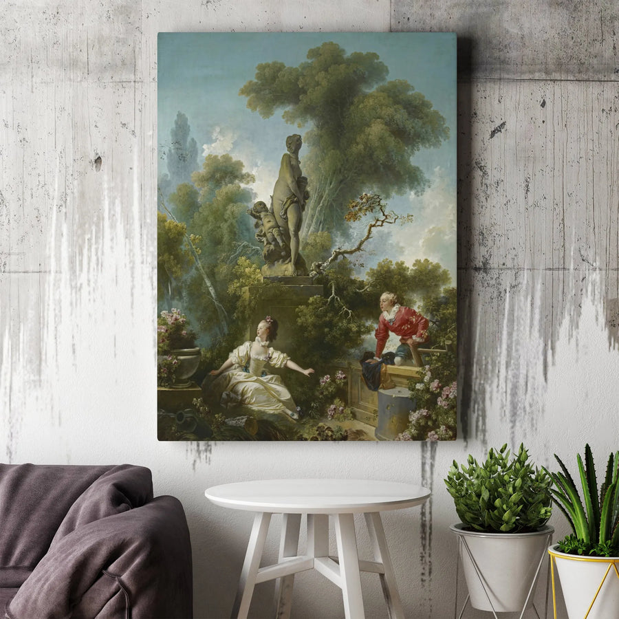 The Meeting by Fragonard Canvas Print | Rococo Art Wall Decor | Premium 1.25-Inch Gallery Wrap | Classic French Painting for Home Office