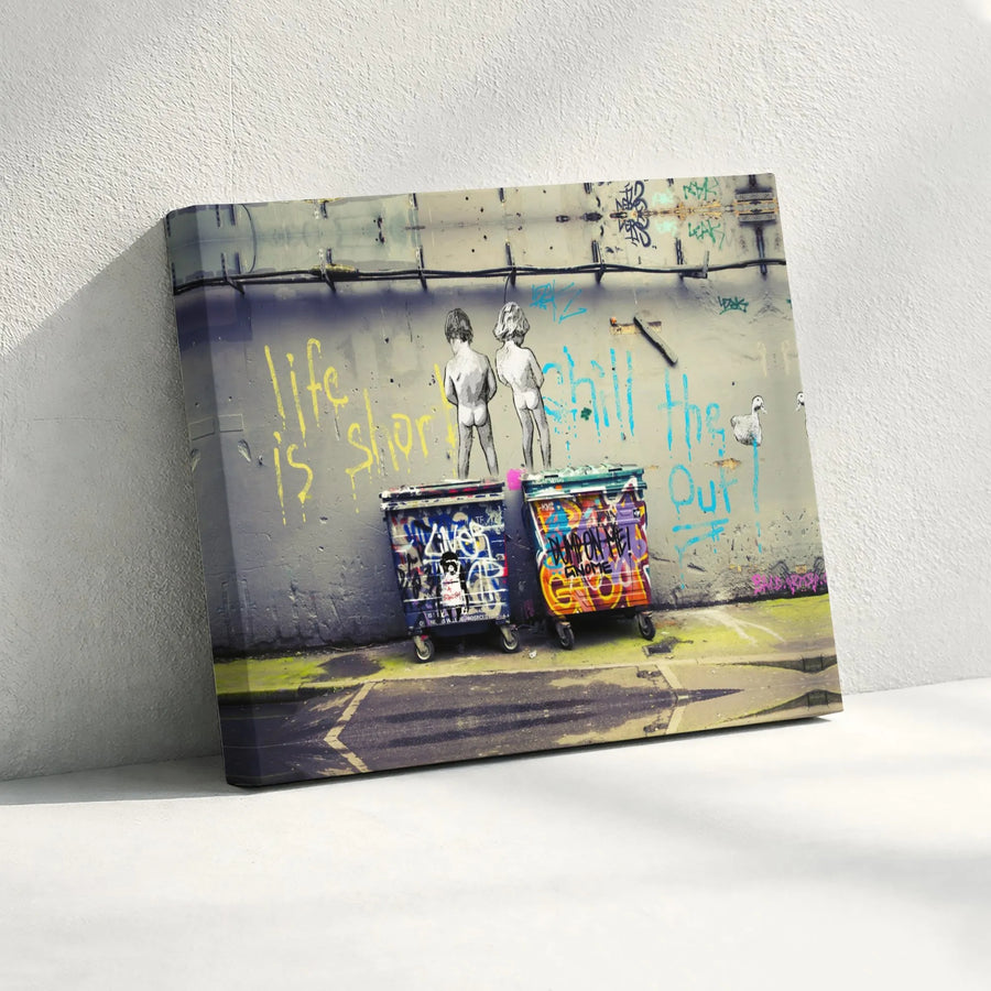 Street Art Canvas Print | Life Is Short Chill The Duck Out Graffiti Wall Art | Premium Gallery Wrapped 1.25" Profile | Urban Home Decor Gift