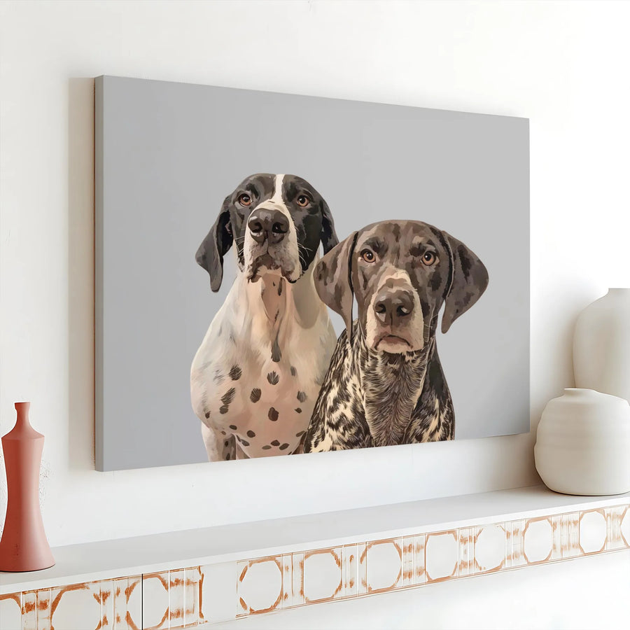German Shorthaired Pointer Canvas Print | Realistic Double Dog Portrait | Premium Thick Gallery Wrap Canvas | Gift for GSP Owner & Hunter
