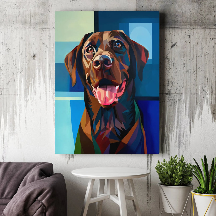 Chocolate Labrador Retriever Canvas Print | Geometric Pop Art Dog Wall Decor | Premium Fade-Resistant 1.25" Profile | Gift for Dog Lovers