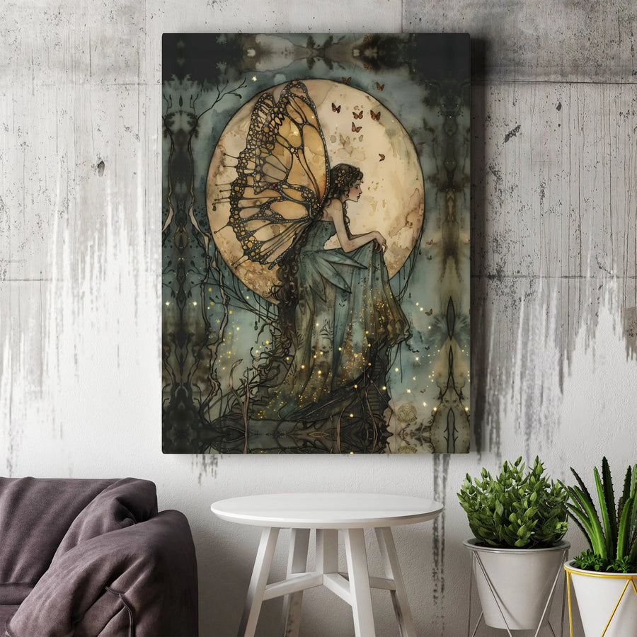 Moonlight Fairy Canvas Print | Whimsical Forest Wall Art | Premium Gallery Wrapped Decor | Enchanted Fantasy Gift for Bedroom
