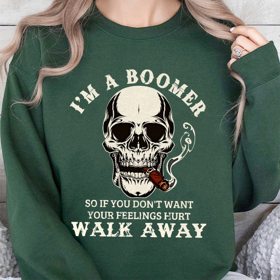 Boomer Skull Sweatshirt | Funny Sarcastic Quote Graphic Print | Premium Cotton Blend Crewneck | Gift for Dad or Grandpa Birthday