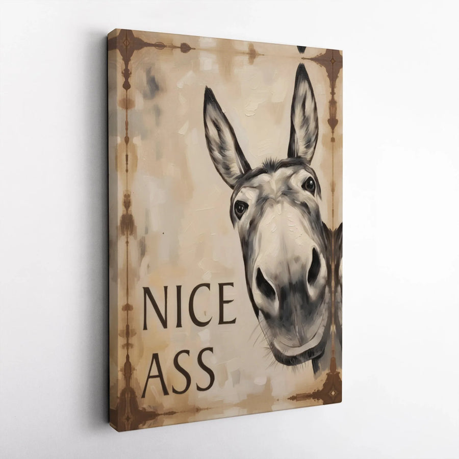 Nice Ass Donkey Wall Art | Funny Farmhouse Decor | Premium 1.25-Inch Canvas Print | Gift for Animal Lovers