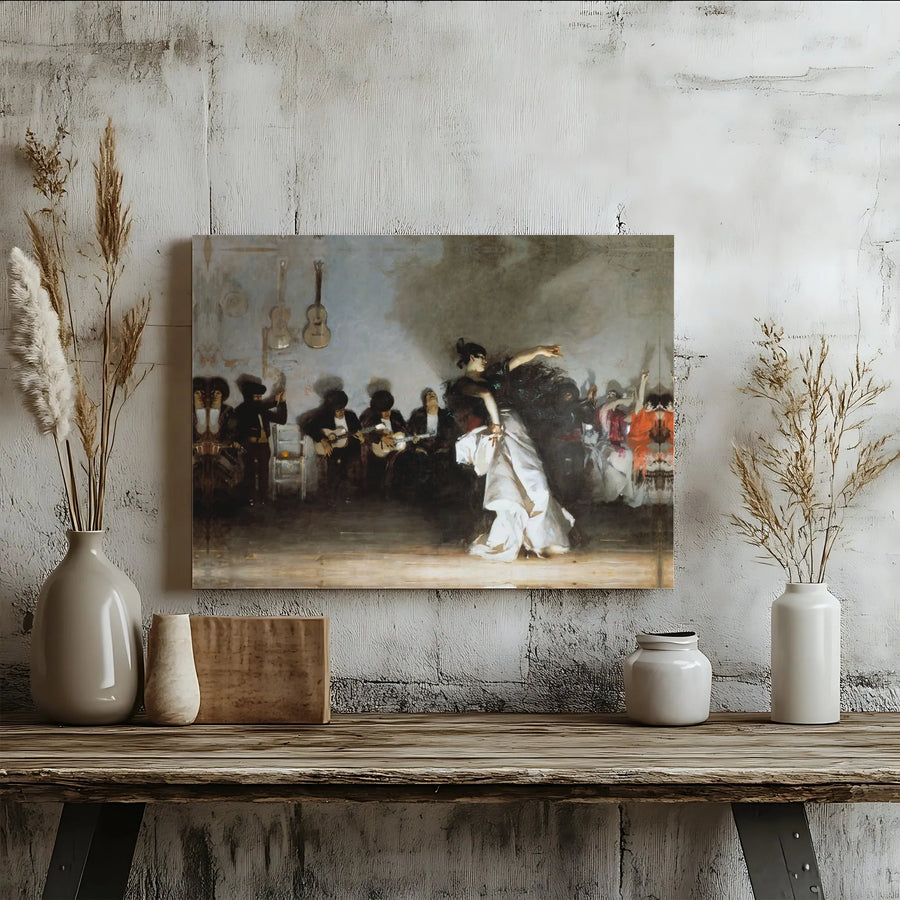 El Jaleo by John Singer Sargent Canvas Art | Famous Spanish Flamenco Dancer Painting | Premium Gallery Wrapped Canvas | Collector's Fine Art Home Decor Gift