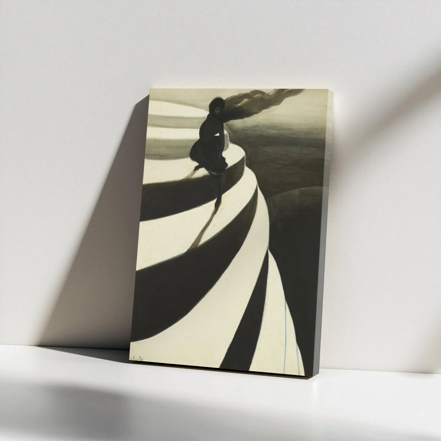 Surrealist Fine Art Canvas Print | The Lighthouse Keepers by Charles Bellier | Premium Gallery Wrap Wall Decor | Moody Monochrome Interior Art