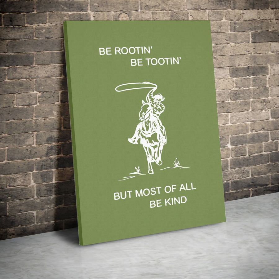 Western Wall Art Canvas | Be Rootin' Be Tootin' Cowboy Quote | Premium 1.25" Gallery Wrap | Funny Country Home Decor Gift