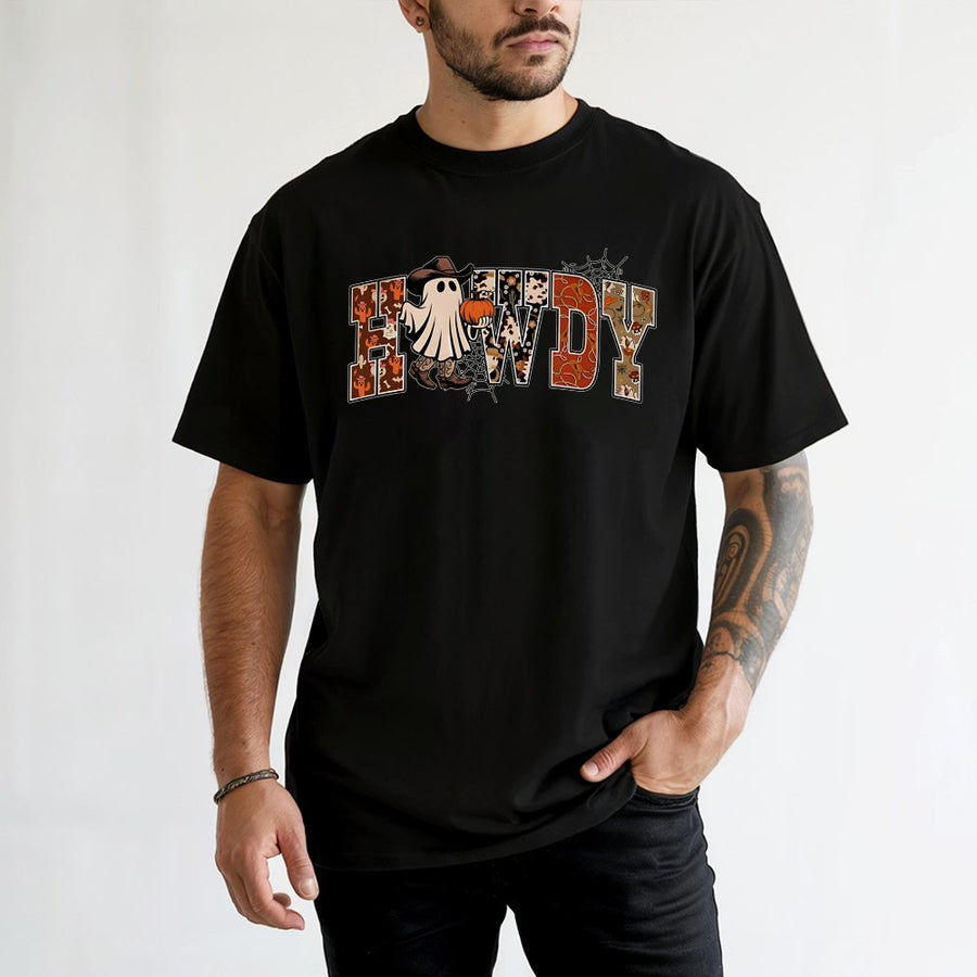 Howdy Ghost T-Shirt | Western Cowboy Halloween Graphic | Premium Cotton Unisex Tee | Spooky Season Fall Gift for Cowgirl