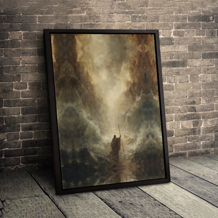 Moses Parting The Red Sea Canvas Print | Dramatic Biblical Wall Art | Premium Gallery Wrapped | Religious Home Decor Gift