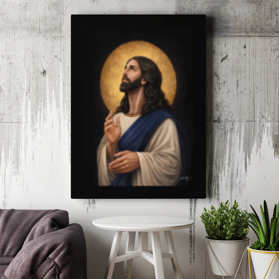 Jesus Christ Portrait Canvas | Golden Halo Religious Wall Art | Premium 1.25 Inch Gallery Wrap | Christian Home Decor & Inspirational Gift