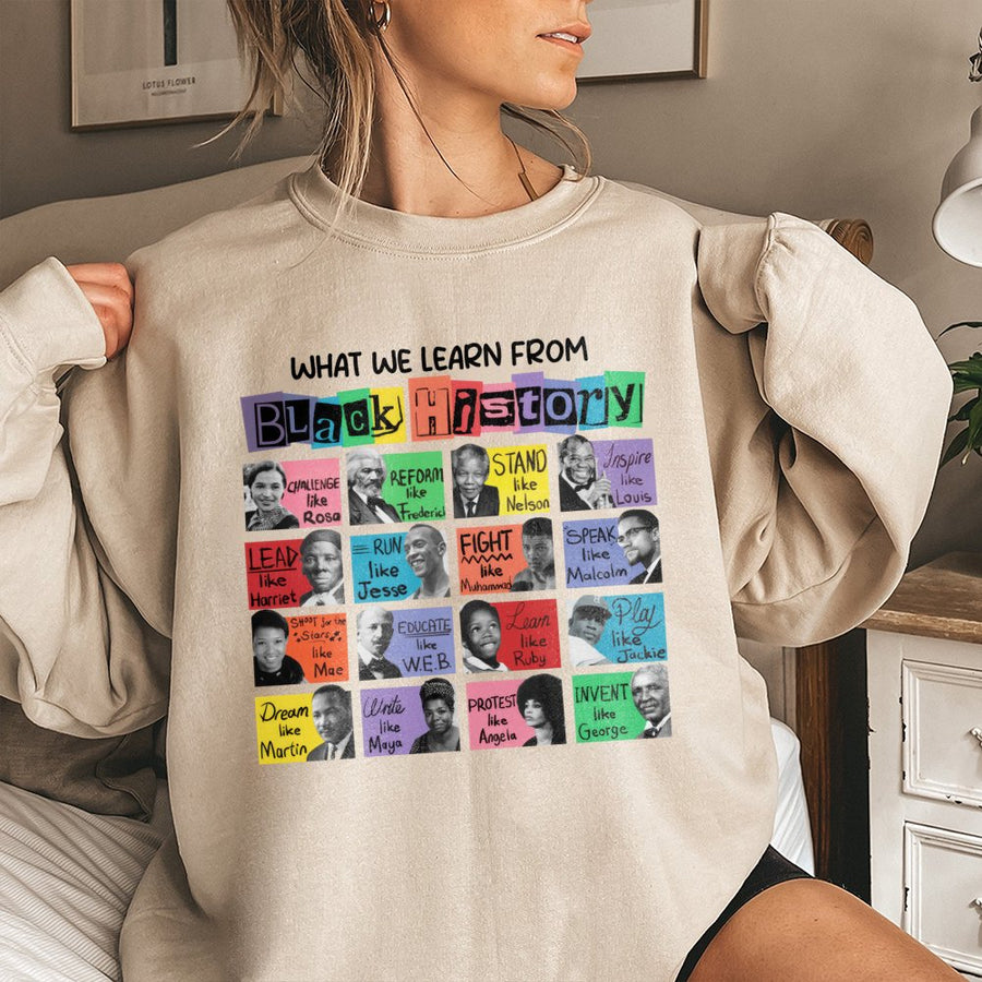 Black History Month Sweatshirt | Famous Civil Rights Leaders Design | Premium Cotton-Blend Fleece | Educational Gift for Teachers and Students