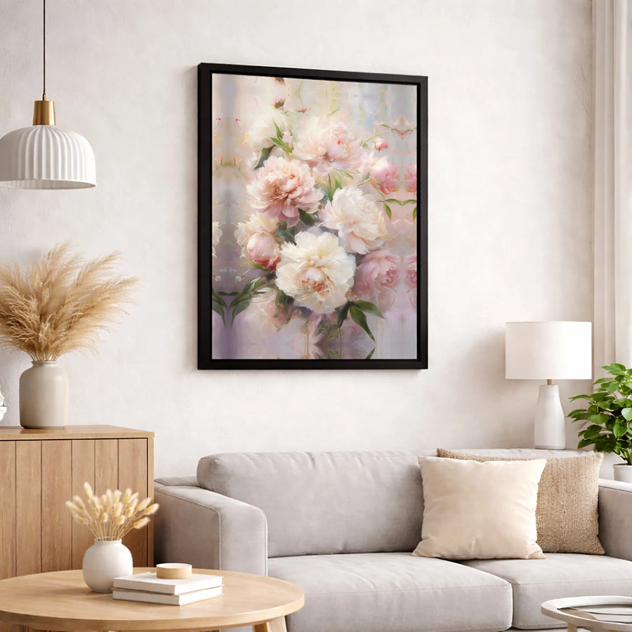Pink Peony Flower Wall Art | Romantic Floral Oil Painting Style | Premium 1.25" Gallery Canvas | Elegant Home Decor Gift for Her