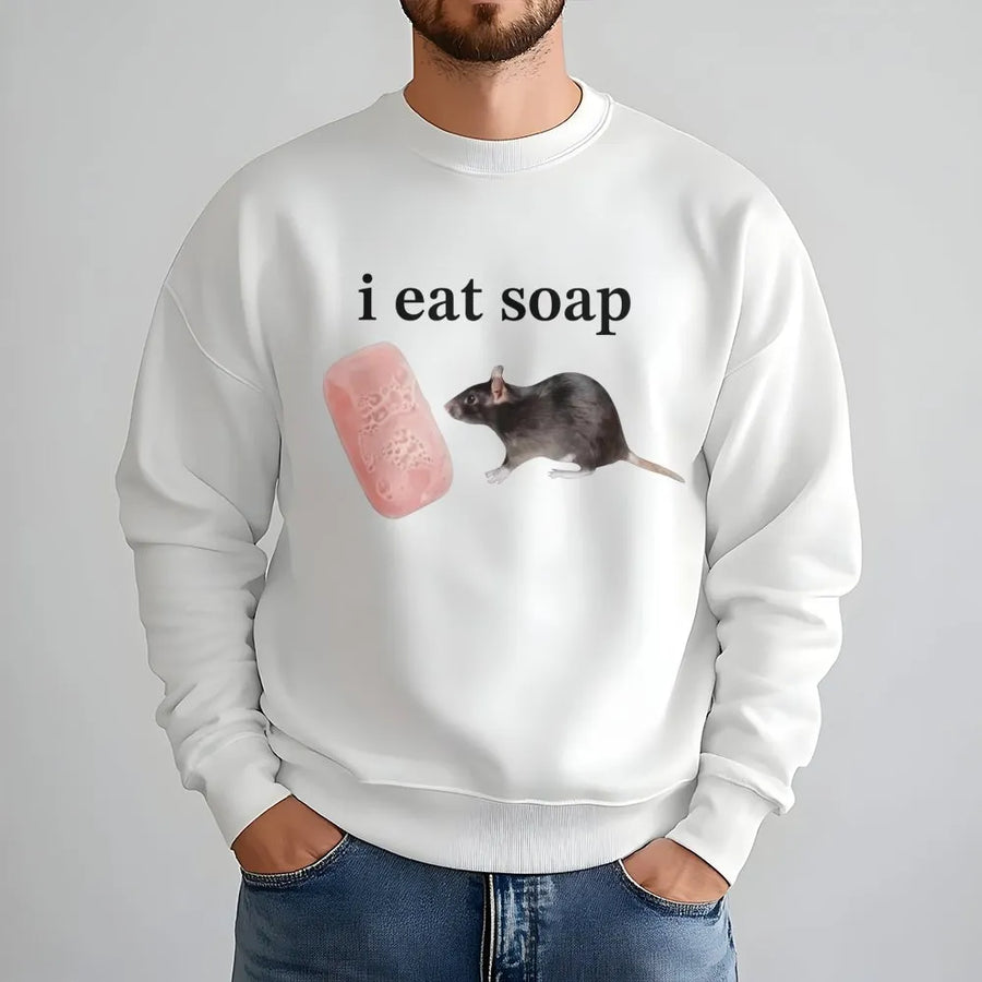 I Eat Soap Rat Meme Sweatshirt | Funny Internet Culture Graphic | Premium Cotton-Poly Blend | Unisex Gift for Gen Z Internet Humor Fans