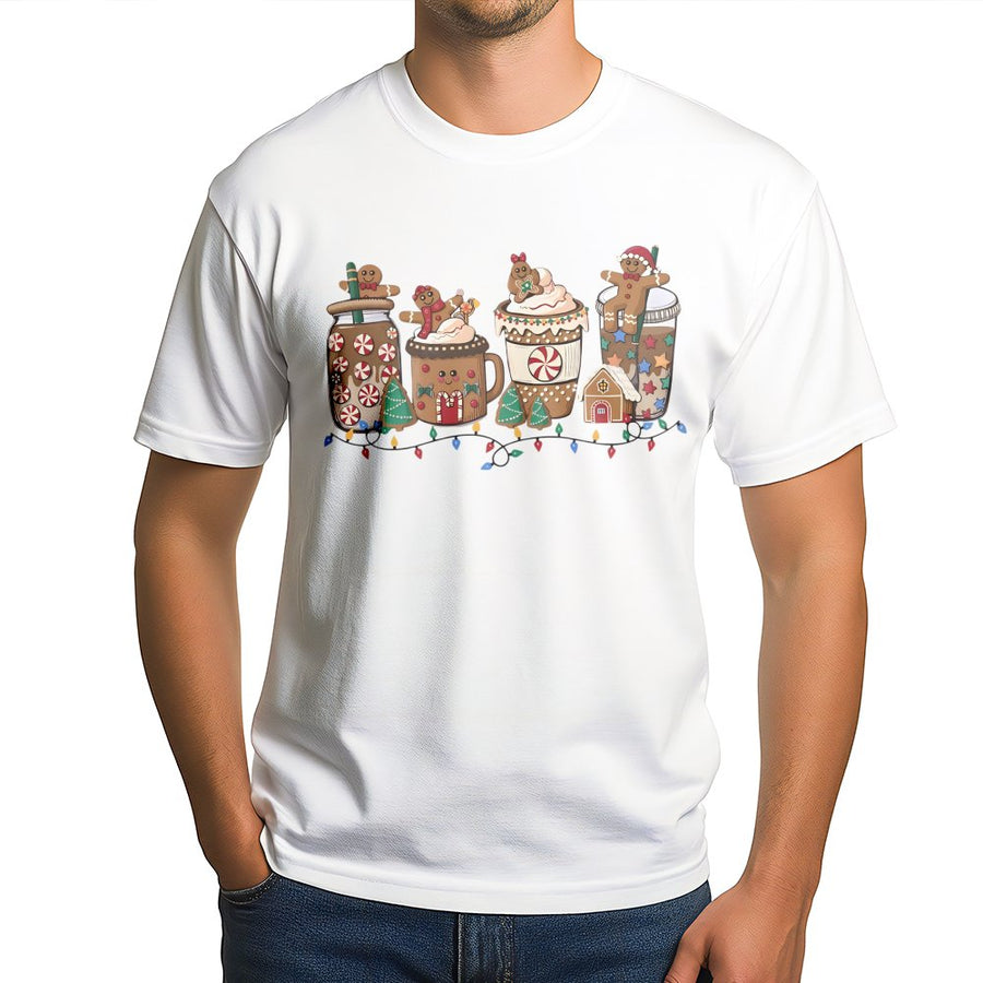 Christmas Gingerbread Hot Cocoa T-Shirt | Cute Holiday Coffee Graphic Tee | Premium 100% Cotton | Festive Gift for Coffee Lovers