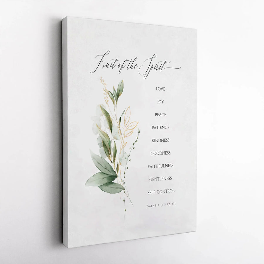 Fruit of the Spirit Canvas Wall Art | Galatians 5:22-23 Bible Verse Print | Premium Watercolor Eucalyptus Decor | Religious Gift for Home Office