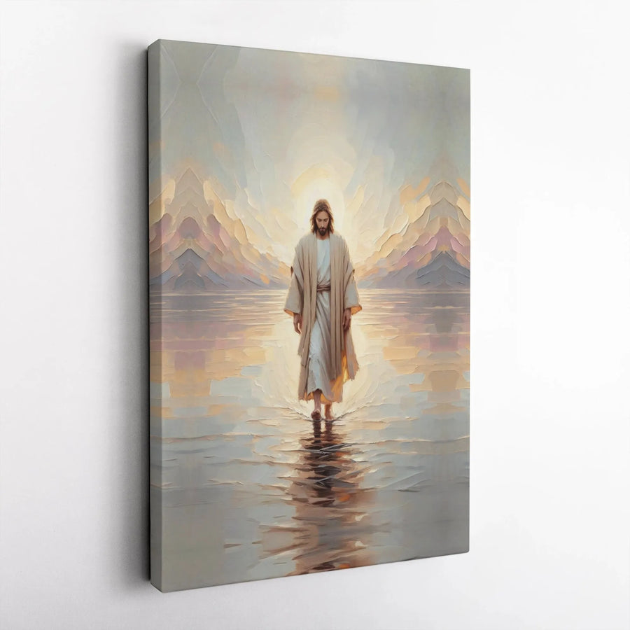Jesus Walking On Water Canvas Print | Religious Christian Wall Art | Premium Gallery-Wrapped 1.25" Profile | Spiritual Home Office Decor Gift