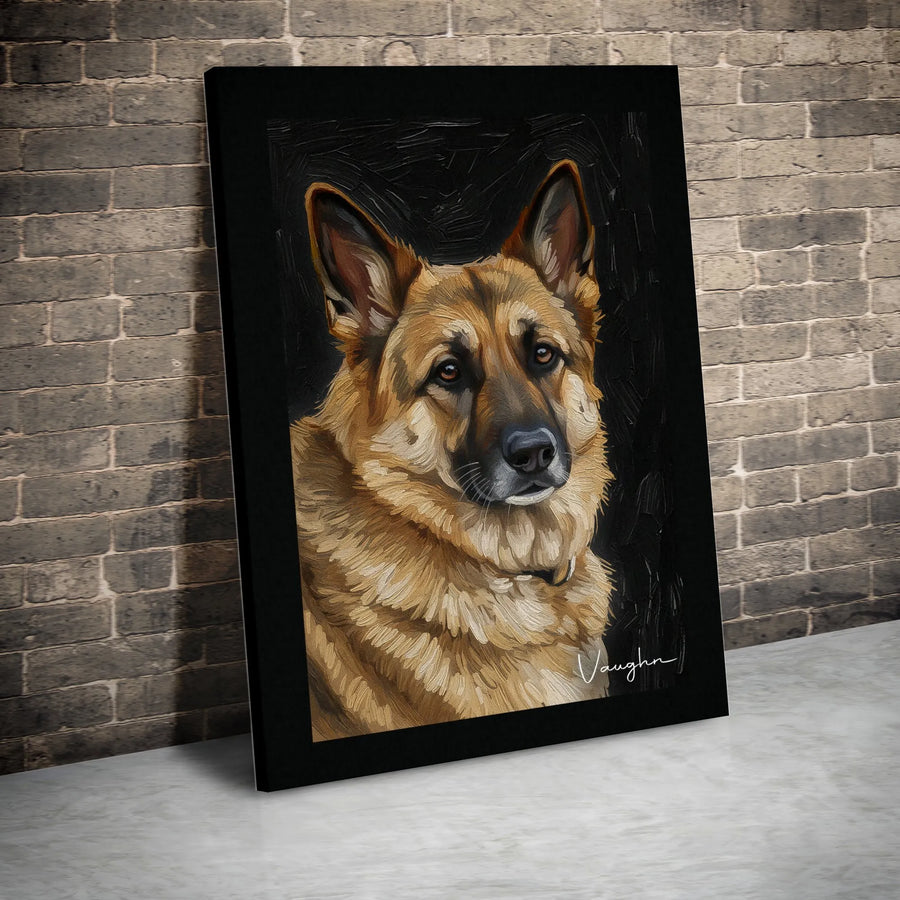 German Shepherd Canvas Wall Art | Textured Digital Dog Portrait | Premium Thick Gallery Wrap | Gift for Pet Lover