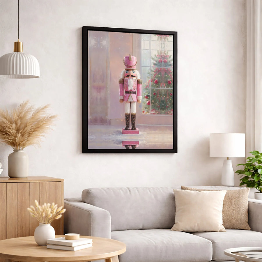 Pink Nutcracker Wall Art | Festive Christmas Tree Canvas Print | Premium Gallery-Wrapped Decor | Elegant Holiday Gift for Nutcracker Collectors