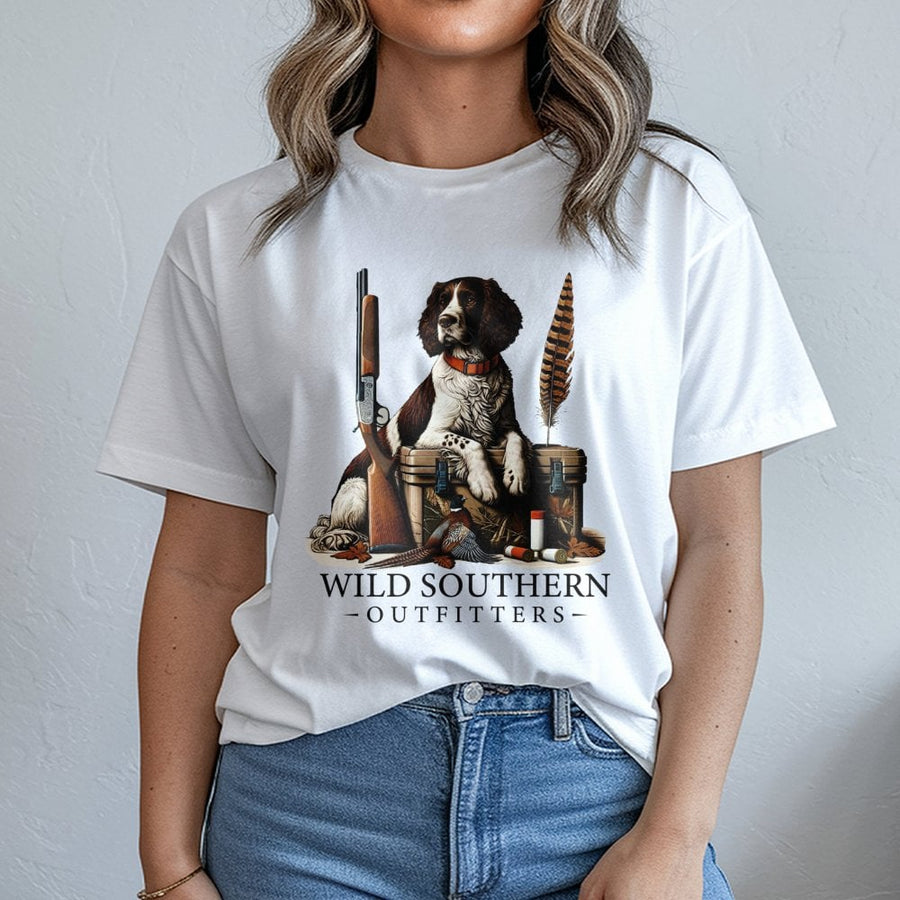 Springer Spaniel Hunting T-Shirt | Bird Dog Field Design | Premium Cotton Apparel | Gift for Outdoorsmen, Hunters, and Dog Lovers