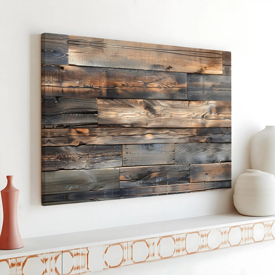 Rustic Wood Panel Canvas Wall Art | Reclaimed Wood Texture Print | Thick Gallery Wrap Canvas | Modern Farmhouse Decor Gift