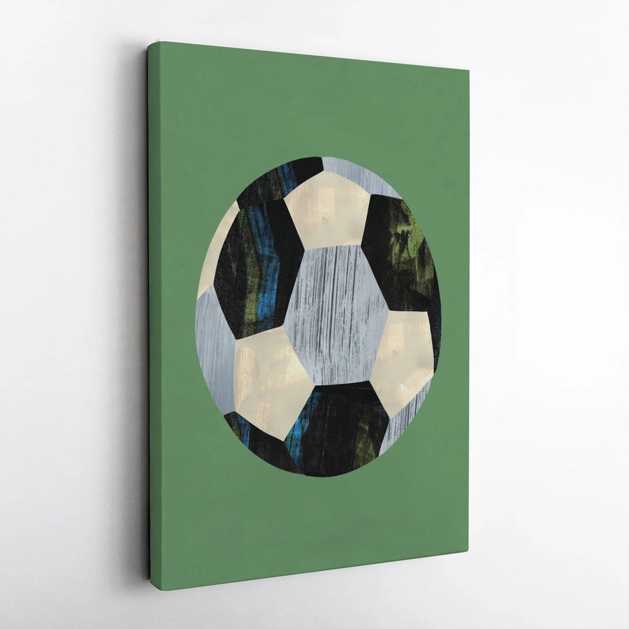 Soccer Ball Wall Art Canvas | Modern Abstract Textured Design | Premium 1.25" Thick Gallery Print | Sports Decor Gift for Kids Room or Man Cave