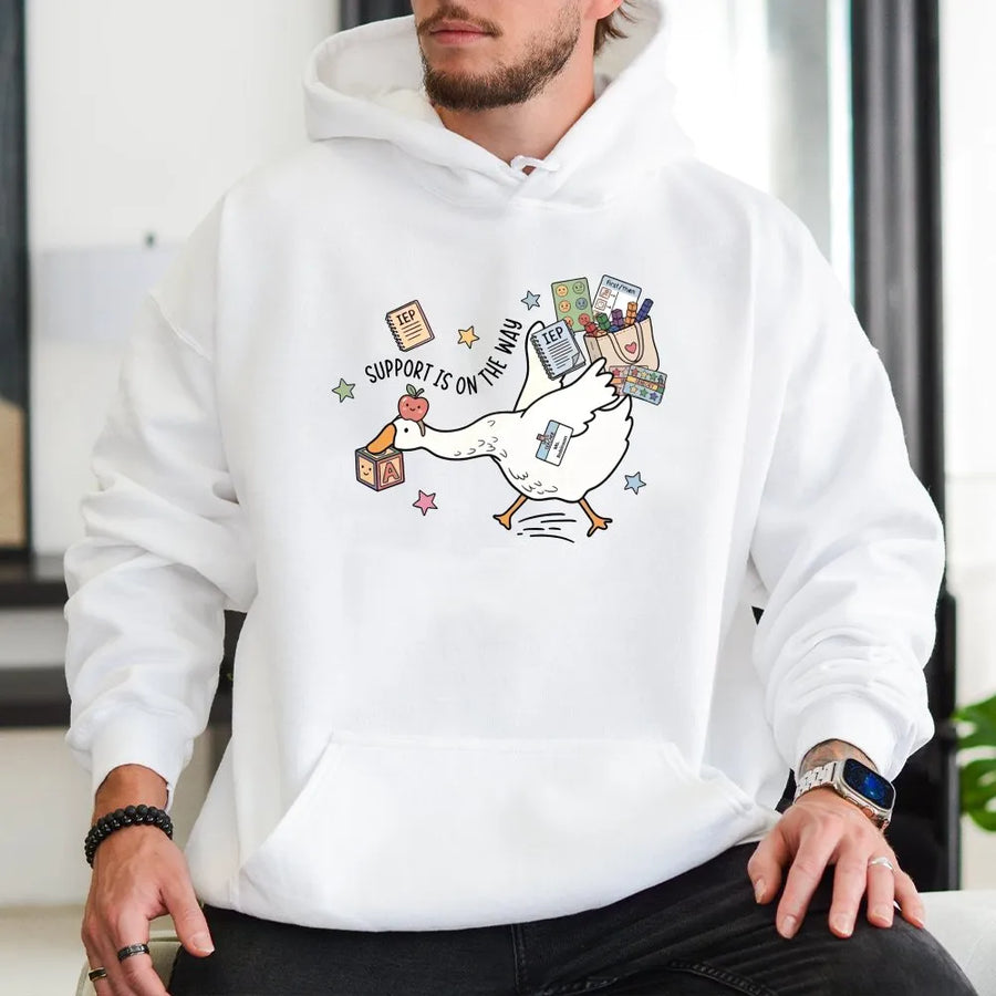 Silly Goose SPED Teacher Hoodie | Funny Cartoon Support Design | Premium Cotton Blend | Special Education Teacher Appreciation Gift
