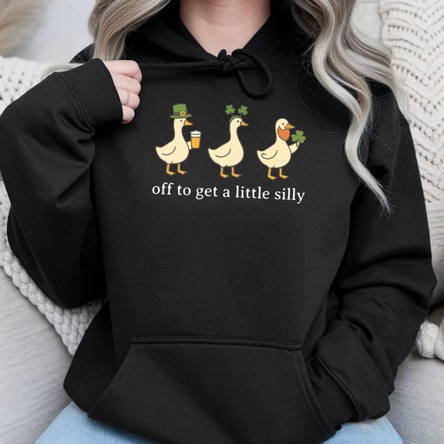 Silly Goose St Patricks Day Hoodie | Funny Irish Duck Graphic Sweatshirt | Premium Cotton-Blend Pullover | Festive Gift For Men And Women