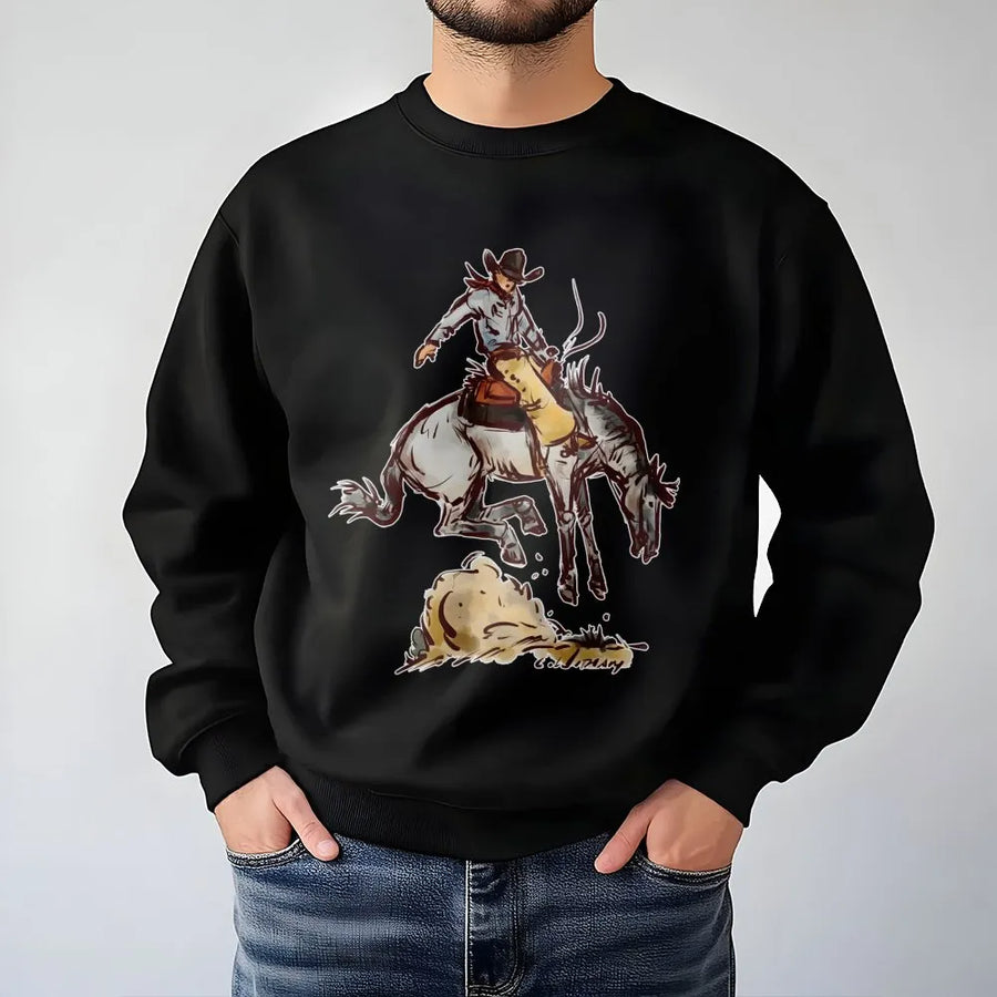 Western Rodeo Sweatshirt | Bucking Bronc Cowboy Graphic | Premium Soft Cotton Blend | Gift for Country Western Lovers & Cowboy Apparel Fans