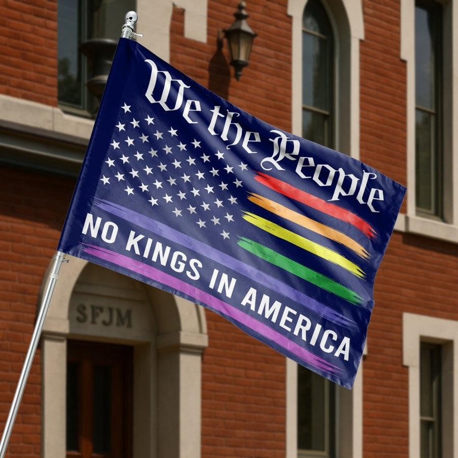 We The People No Kings In America Flag | Rainbow Pride & Patriotic Yard Banner | Weather-Resistant Premium Polyester | Inclusive Home Decor Gift