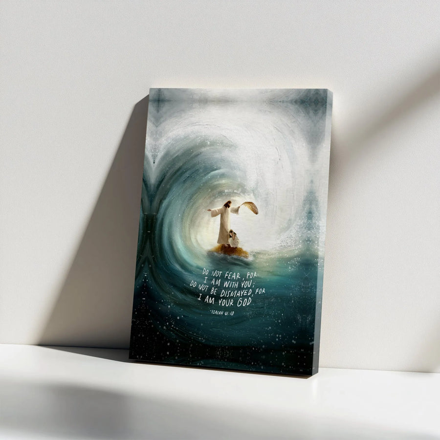 Jesus in the Storm Canvas Print | Isaiah 41:10 Bible Verse Wall Art | Premium Thick Gallery Wrap | Inspirational Christian Home Decor Gift