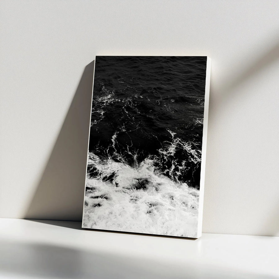 Abstract Ocean Waves Canvas | Monochrome Seascape Photography | Premium Gallery Wrap Wall Art | Modern Minimalist Home Decor Gift