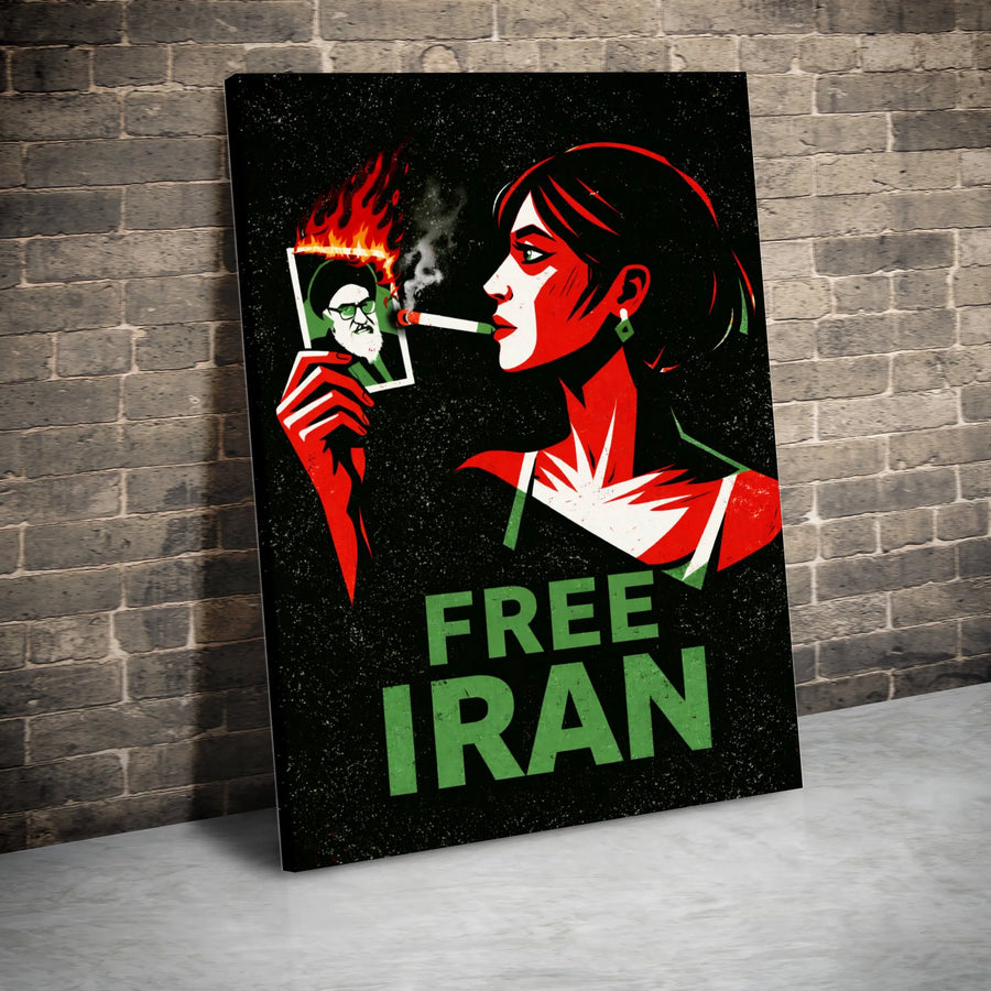 Free Iran Vertical Canvas | Woman Life Freedom Protest Art | Premium Gallery Wrapped Canvas | Human Rights Activist Home Decor Gift
