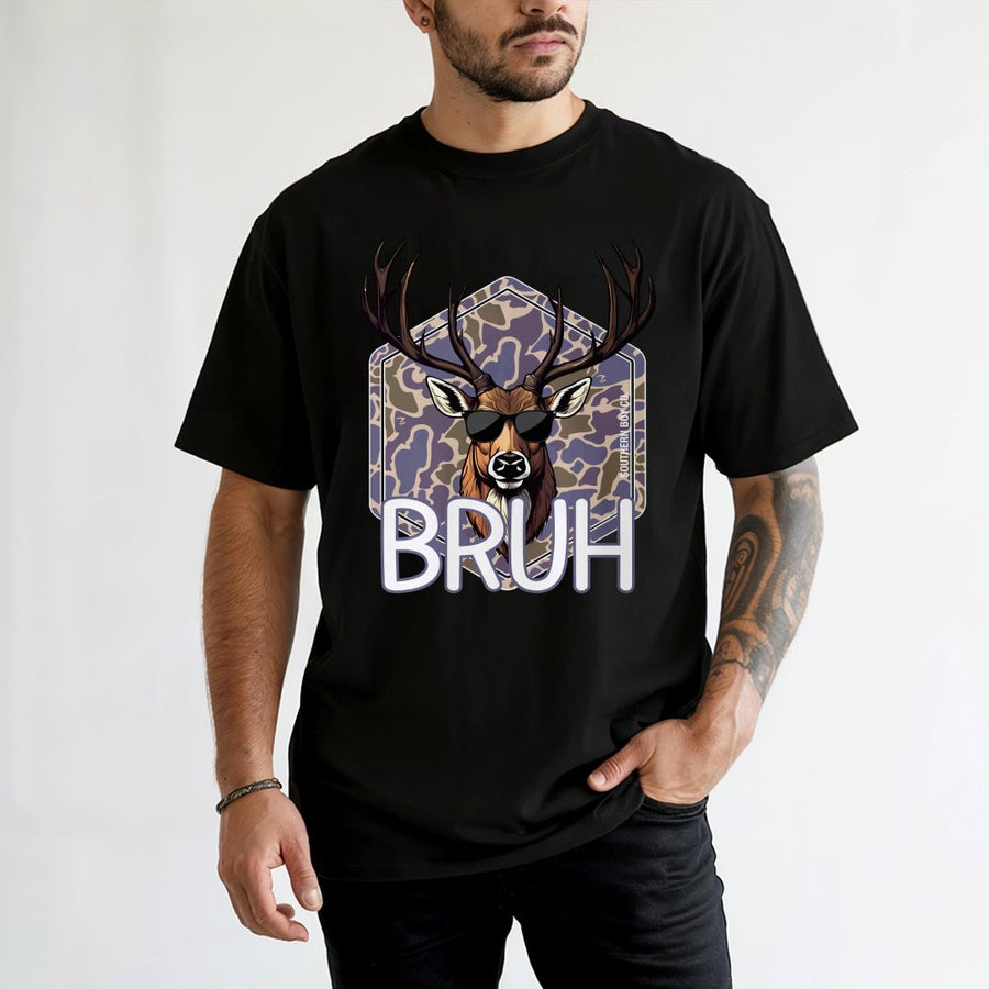 Deer Hunter T-Shirt | Funny Bruh Buck Graphic Design | Premium 100% Cotton Tee | Gift for Hunters and Outdoorsmen