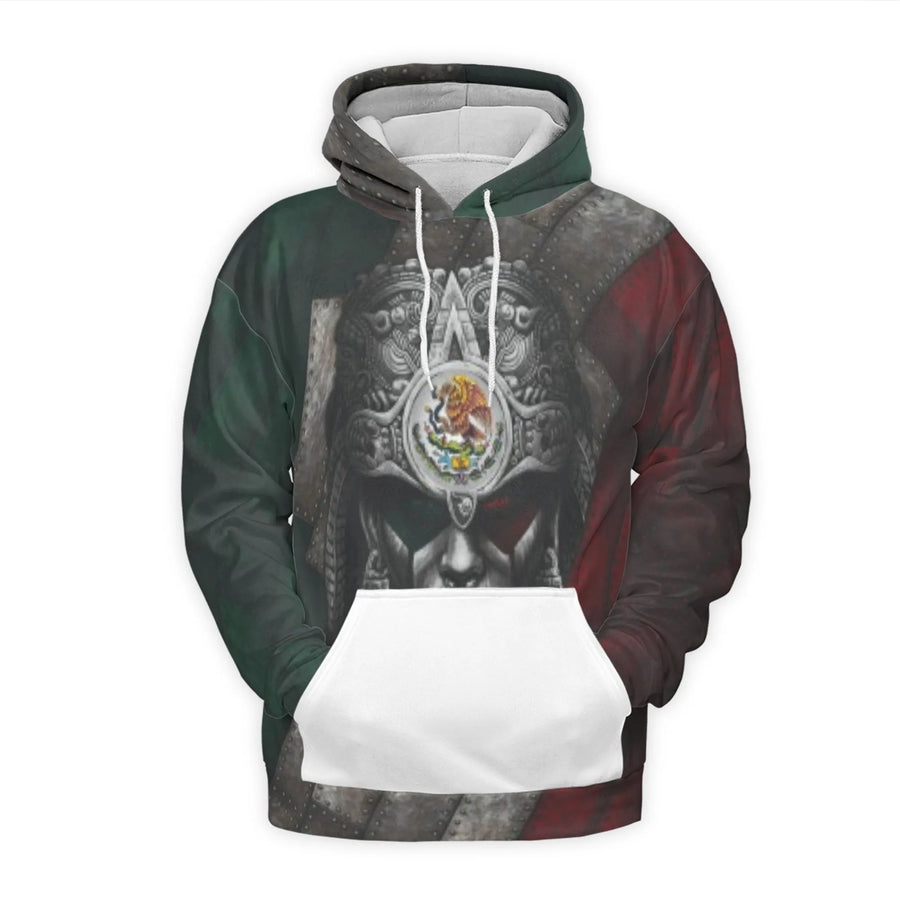Aztec Warrior 3D Hoodie | Mexica Heritage Graphic Print | Premium Polyester Brushed Fleece | Cultural Pride Gift for Men and Women