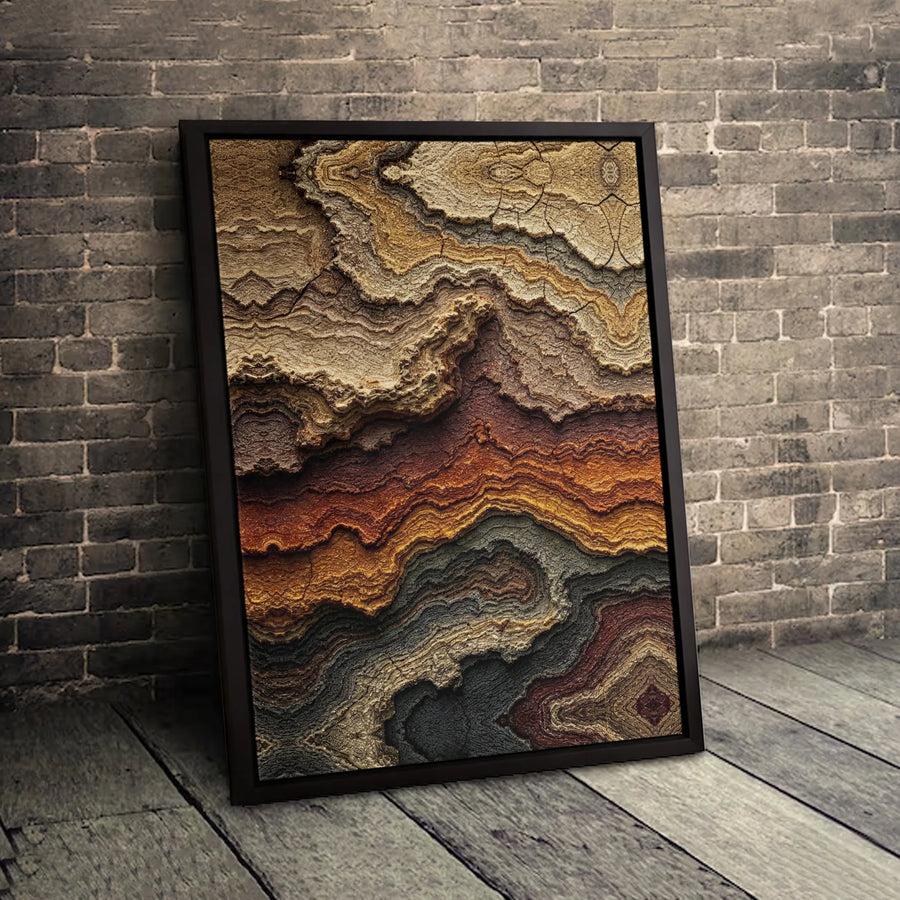 Abstract Earthy Rock Strata Wall Art | Geological Layered Canvas Print | Premium Gallery-Wrapped Decor | Modern Nature Gift for Living Room