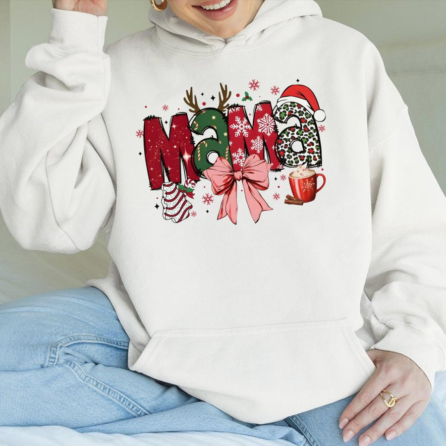 Christmas Mama Hoodie | Festive Leopard Print Holiday Graphic | Premium Cotton Blend | Gift for Mom and Wife