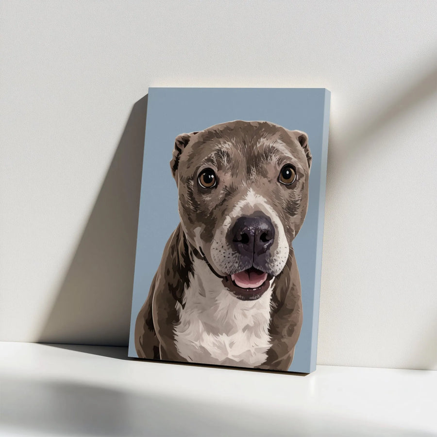 Pit Bull Dog Wall Art | Stylized Pet Portrait Canvas | Gallery Wrap Premium Decor | Perfect Gift For Dog Lovers