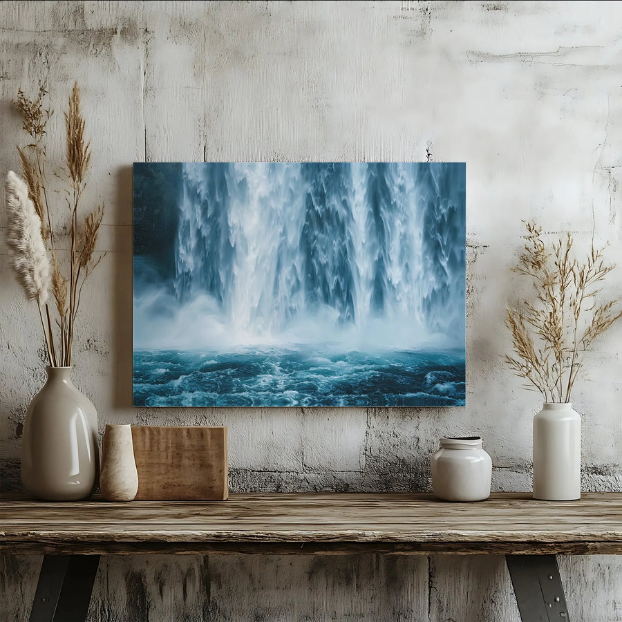 Waterfall Canvas Wall Art | Abstract Rushing Water Photo Print | Premium Gallery Wrap | Modern Nature Decor Gift for Living Room