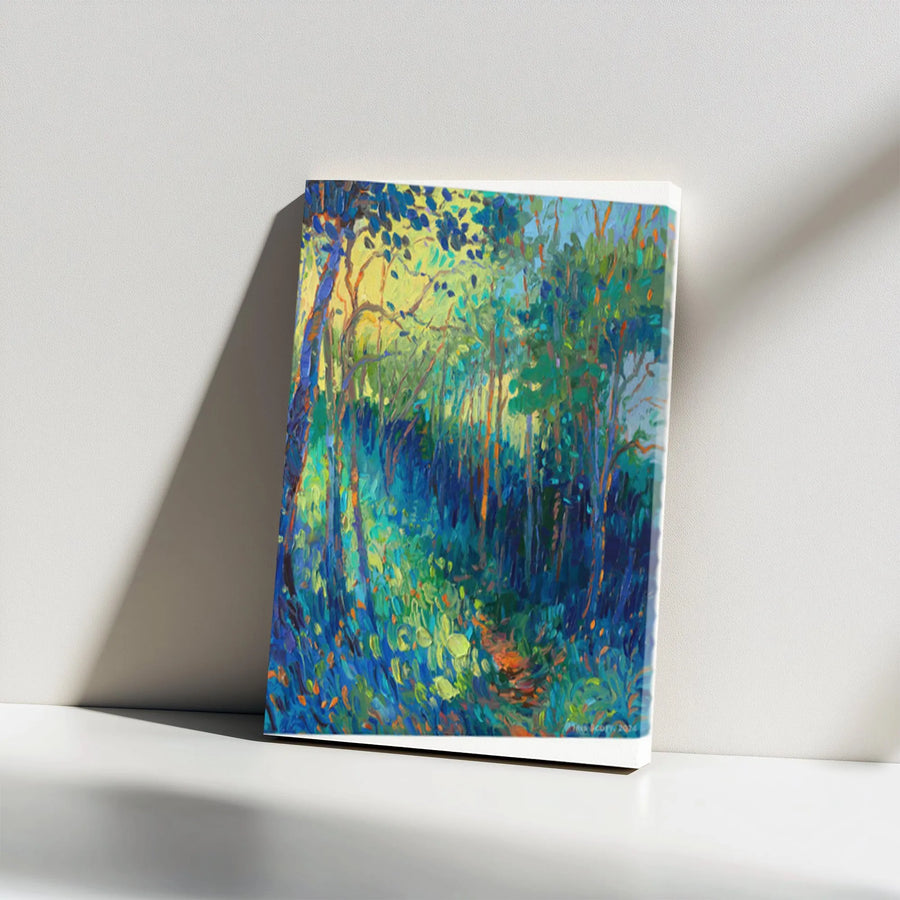 Abstract Forest Vertical Canvas | Vibrant Impressionist Woodland Painting Print | Premium Thick Gallery Wrap | Modern Home Decor Gift