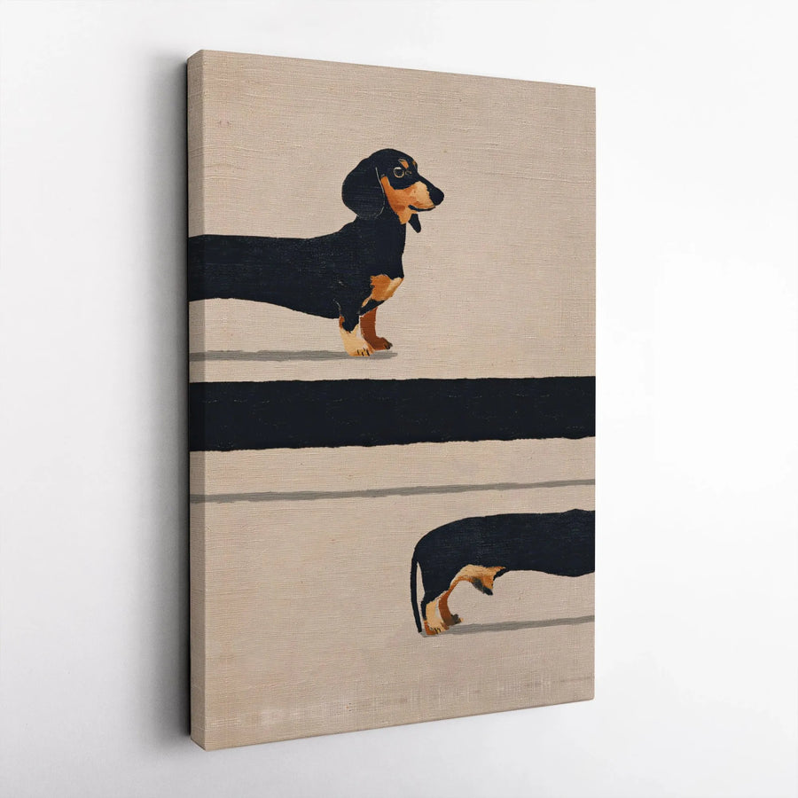Long Dachshund Canvas Wall Art | Minimalist Wiener Dog Abstract Print | Premium Gallery Wrap Decor | Gift For Dog Lovers
