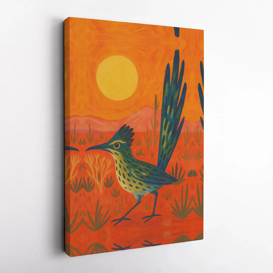 Roadrunner Desert Canvas Wall Art | Southwestern Sunset Landscape Print | 1.25-Inch Gallery Wrapped Canvas | Premium Modern Home Decor Gift