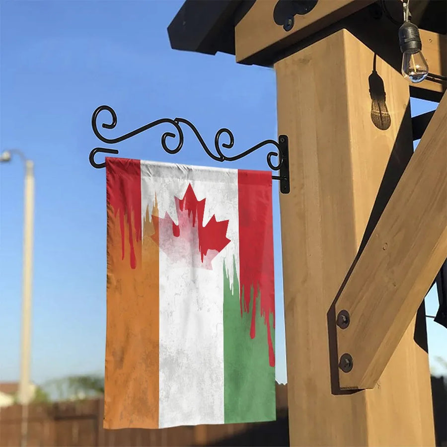 Canada and Ivory Coast Garden Flag | Dual Nationality Patriotic Art | Durable Weather-Resistant Polyester | Outdoor Yard Decor Gift
